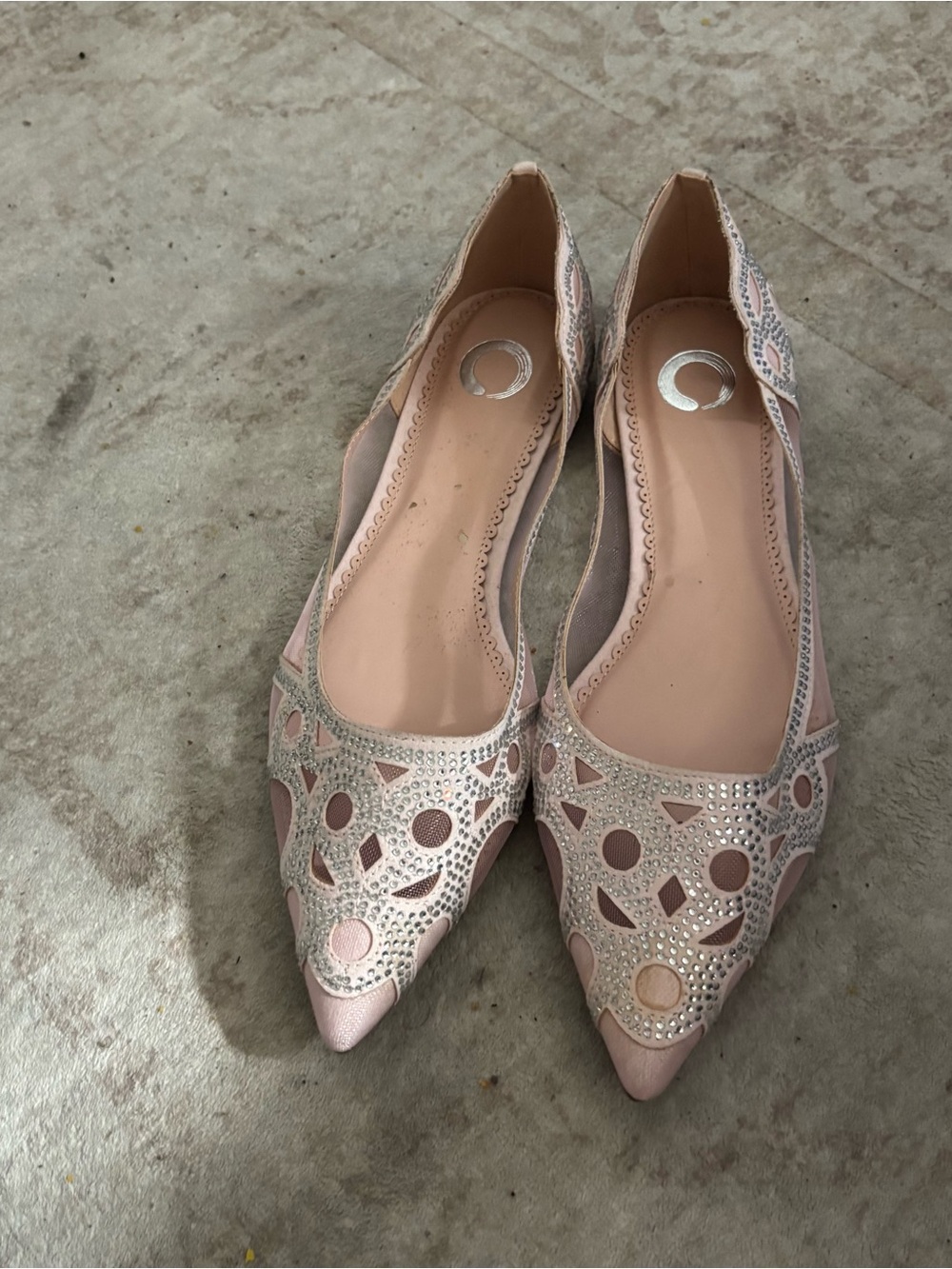 Circus by Sam Edelman Pink Laser-Cut Pointed Toe Flats with Rhinestones